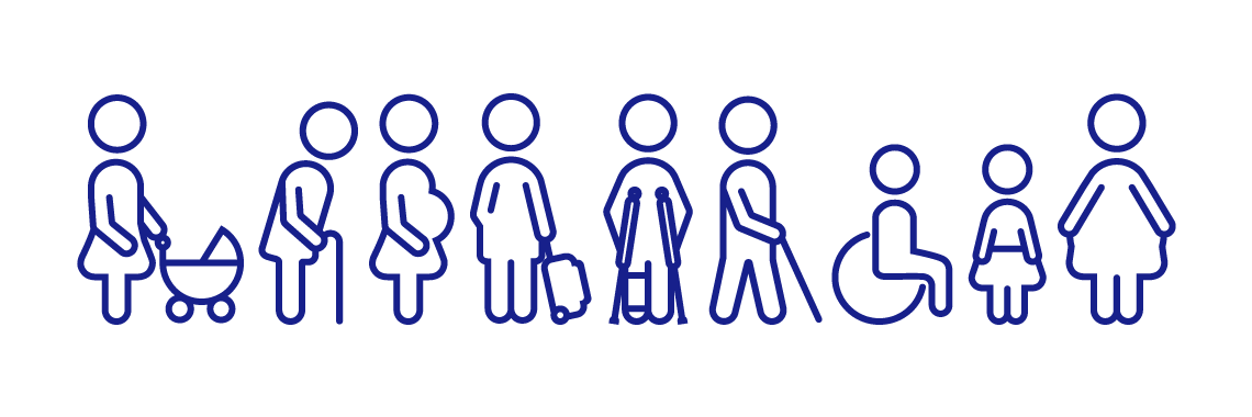 Logotipos de personas con diversas condiciones que engloban la accesibilidad universal